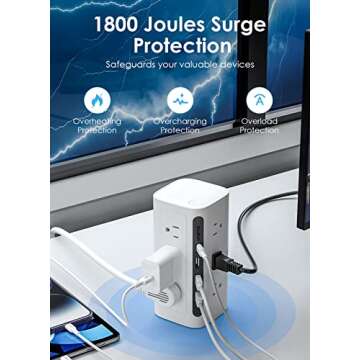 Oraimo 16 in 1 Power Strip Tower with Surge Protection