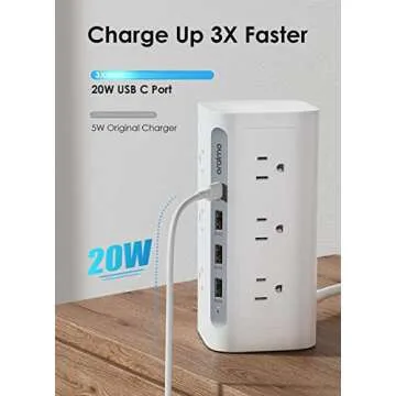 Oraimo 16 in 1 Power Strip Tower with Surge Protection