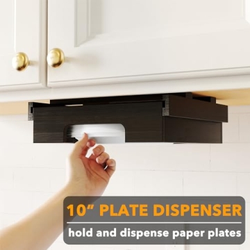 SpaceAid Bamboo 10-inch Paper Plate Dispenser Organizer