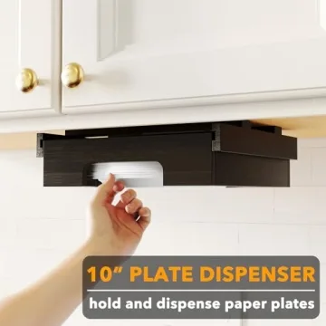 SpaceAid Bamboo 10-inch Paper Plate Dispenser Organizer