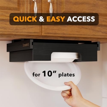 SpaceAid Bamboo 10-inch Paper Plate Dispenser Organizer