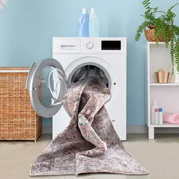 Bloom Rugs Caria Washable Non-Slip 3x5 Rug - Brick/Dark Blue Traditional Area Rug for Living Room, Bedroom, Dining Room, and Kitchen - Exact Size: 3' x 5'