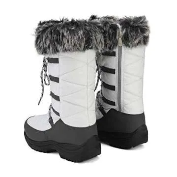 DREAM PAIRS Women's Warm Faux Fur Lined Mid-Calf Winter Snow Boots,Size 7,Maine/Grey Taupe,Maine