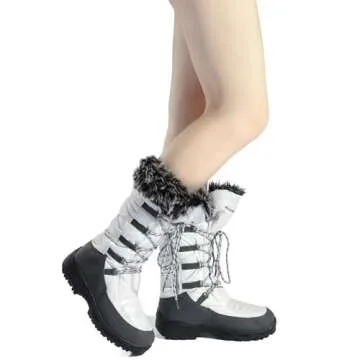 DREAM PAIRS Women's Warm Faux Fur Lined Mid-Calf Winter Snow Boots,Size 7,Maine/Grey Taupe,Maine