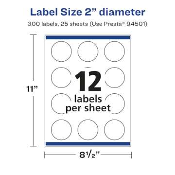 Matte White Round Avery Labels 2" - Customizable & Reliable