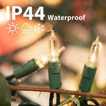 Clear Christmas Lights, 2Pack 100 Count 25 Feet Bulb Mini Lights, Waterproof String Lights, Color Changing Lights for Indoor Xmas Tree Garland Birthday Wedding Decoration, Green Wire