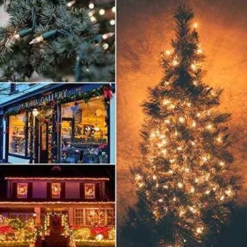 Clear Christmas Lights, 2Pack 100 Count 25 Feet Bulb Mini Lights, Waterproof String Lights, Color Changing Lights for Indoor Xmas Tree Garland Birthday Wedding Decoration, Green Wire