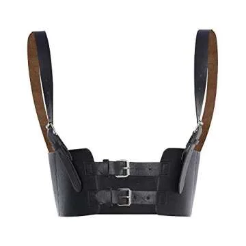 Steampunk PU Leather Strappy Corset Harness - Adjustable Shoulder Strap & Elastic Waist