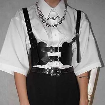 Steampunk Leather Strappy Corset with Adjustable Fit