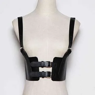 Steampunk Leather Strappy Corset with Adjustable Fit