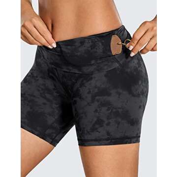 CRZ YOGA Women's Naked Feeling Biker Shorts - 6 Inches High Waist Yoga Workout Running Gym Spandex Tie Dye Smoke Ink Large