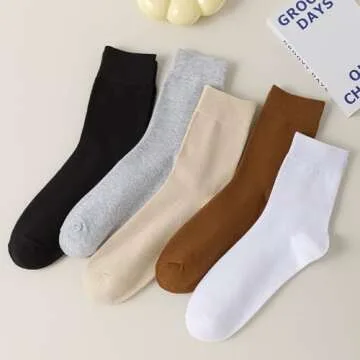 Comfortable Josnown Crew Socks for Women - 5 Pairs