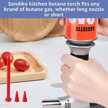 Sondiko Butane Torch S400 with Fuel Gauge, 2022 Refillable Kitchen Torch Lighter, Blow Torch with Safety Lock and Adjustable Flame for Creme Brulee - Butane Gas Is Not Included