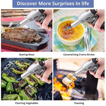 Sondiko Butane Torch S400 with Fuel Gauge, 2022 Refillable Kitchen Torch Lighter, Blow Torch with Safety Lock and Adjustable Flame for Creme Brulee - Butane Gas Is Not Included