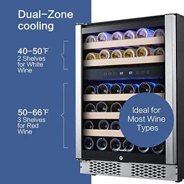 STAIGIS 24 Inch Dual Zone Wine Cooler with 46 Bottle Capacity