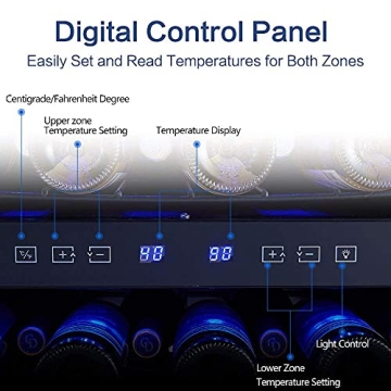 STAIGIS 24 Inch Dual Zone Wine Cooler with 46 Bottle Capacity