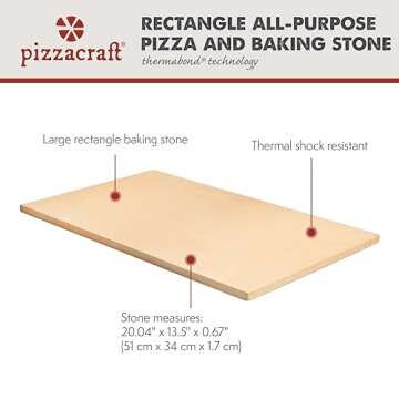 Pizzacraft ThermaBond Baking Stone (20"x14.5") - Pizza Stone for Oven & Grill, Heavy-Duty Baking Essential for Evenly Cooked Pizza, Bread, Pastries at Home - Must-Have Baking Tool (Rectangle)