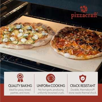 Pizzacraft ThermaBond Baking Stone (20"x14.5") - Pizza Stone for Oven & Grill, Heavy-Duty Baking Essential for Evenly Cooked Pizza, Bread, Pastries at Home - Must-Have Baking Tool (Rectangle)