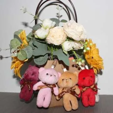 NBDIB 14Pcs Plush Bears with 14 Valentines Day Gift Cards for Kids, Mini Stuffed Animals Bulk Toys for Party Favor, Plush Bear Keychains for Kids Valentines Day Exchange Gift Classroom Prizes