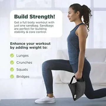 Black - 10 LB Yoga Sandbag Filled Two Handle Design - Made in USA by Bean Products