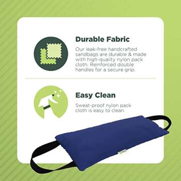 Black - 10 LB Yoga Sandbag Filled Two Handle Design - Made in USA by Bean Products