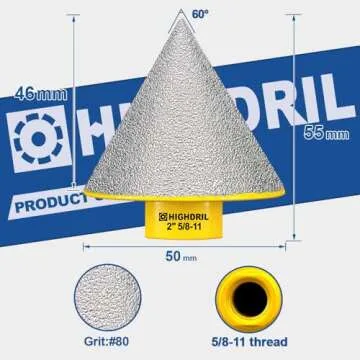 HIGHDRIL Diamond Beveling Chamfer Bits - 2" x 5/8" Thread for Finishing & Cleaning Marble, Porcelain...