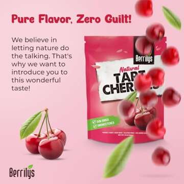 Berrilys Dried Tart Cherries - Unsweetened, No Sugar Added, Pitted, Unsulfured, No Preservatives, Non-GMO, 16 oz