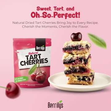 Berrilys Dried Tart Cherries - Unsweetened, No Sugar Added, Pitted, Unsulfured, No Preservatives, Non-GMO, 16 oz