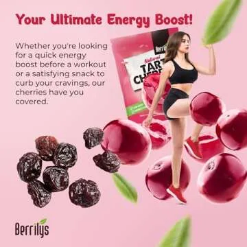 Berrilys Dried Tart Cherries - Unsweetened, No Sugar Added, Pitted, Unsulfured, No Preservatives, Non-GMO, 16 oz