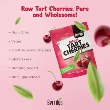 Berrilys Dried Tart Cherries - Unsweetened, No Sugar Added, Pitted, Unsulfured, No Preservatives, Non-GMO, 16 oz