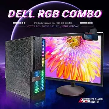 Customized RGB Dell Desktop with 24" Monitor and Win 10 Pro