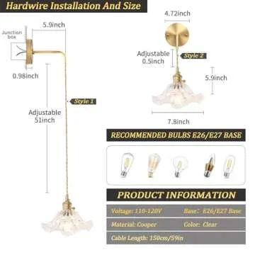 Shenmoyl Vintage Wall Sconce Elegant Retro Gold Lighting