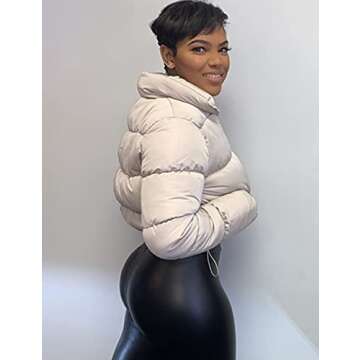 KANSOON Women's Cropped Puffer Jacket Stylish Warm Winter