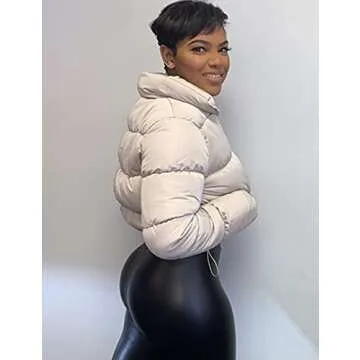 KANSOON Women's Cropped Puffer Jacket Stylish Warm Winter