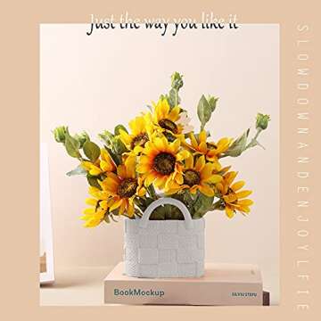 Ceramic Vase, Small Modern Flower Vase for Home Decor, Handbag Collection Creative Ceramic Floral Vase for Centerpieces, Flower Arrangement Decoration Shooting Props (White)