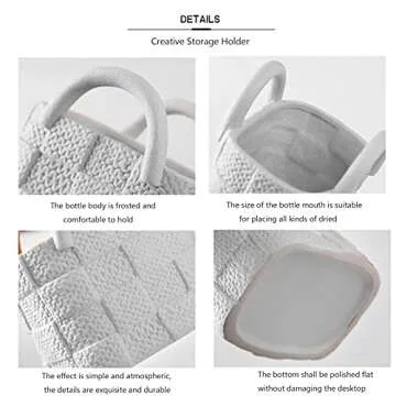 Ceramic Vase, Small Modern Flower Vase for Home Decor, Handbag Collection Creative Ceramic Floral Vase for Centerpieces, Flower Arrangement Decoration Shooting Props (White)