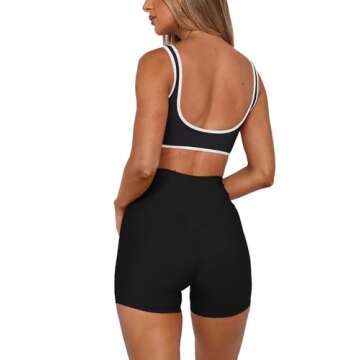 LASLULU Womens Summer Crop Tops High Impact V-Neck Athletic Running Sports Bra Workout Top Yoga Bra(Black Small)