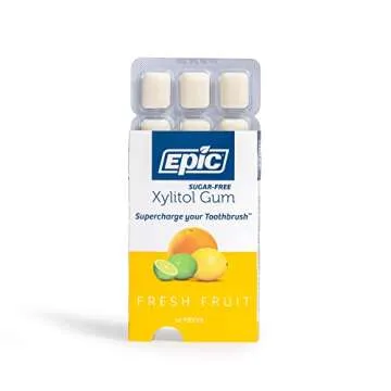 Epic Gum - Aspartame Free 100% Xylitol - Chewing Gum Sugar Free Gum - Fresh Fruit Flavored, 12 Pieces (Pack of 12)