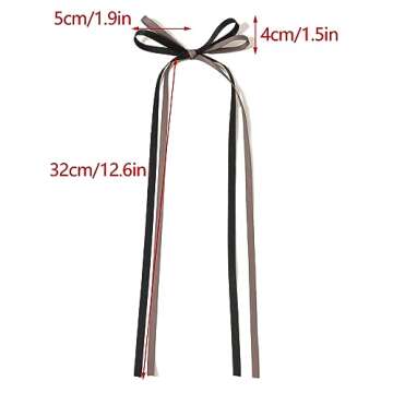 LFOUVRE Hair Accessories - Pink Ribbon Bow Clips with Long Tassels, Bowknot Barrettes for Girls and Women, 4pcs