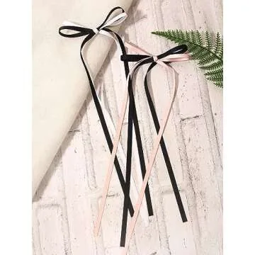 LFOUVRE Pink Ribbon Bow Clips for Girls and Women