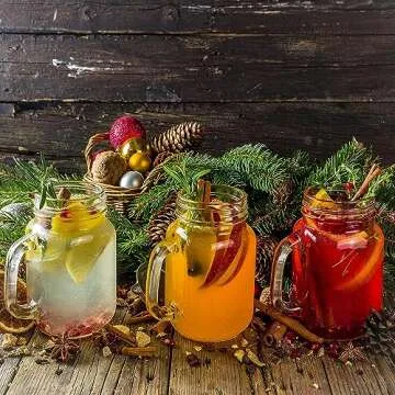 TANGLONG Mason Jar Cups, Mason Jars With Handle And Lids, Drinking Glasses Cups, Glass Mugs with Handles 16 oz –12 Pack