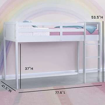 Delta Children Twin Loft Bed with Guardrail and Ladder (Coordinates with Disney Princess & JoJo Siwa...