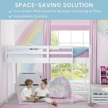 Delta Children Twin Loft Bed with Guardrail and Ladder (Coordinates with Disney Princess & JoJo Siwa Tents Sold Separately), White