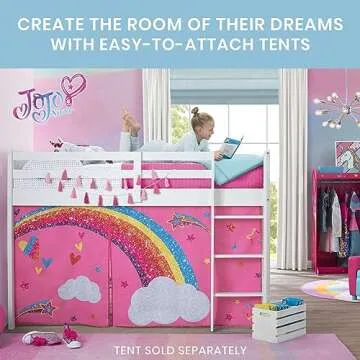 Delta Children Twin Loft Bed with Guardrail and Ladder (Coordinates with Disney Princess & JoJo Siwa Tents Sold Separately), White
