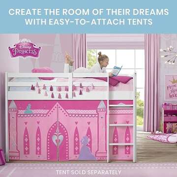 Delta Children Twin Loft Bed with Guardrail and Ladder (Coordinates with Disney Princess & JoJo Siwa Tents Sold Separately), White