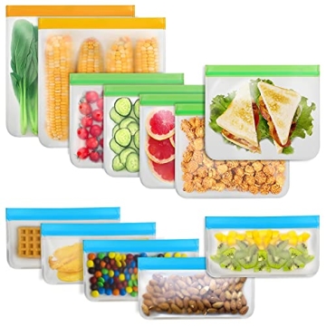 Eco-Friendly Reusable Food Storage Bags - 12 Pack