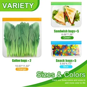 Eco-Friendly Reusable Food Storage Bags - 12 Pack