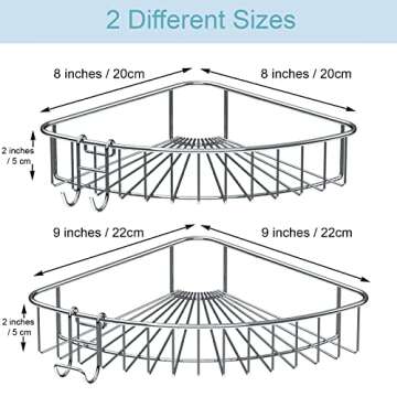 Jovware Shower Shelf for inside Shower, Shower Shelf Corner, Shower Corner Caddy, Adhesive Shower Caddy, Shower Wall Caddy, Stainless Steel Shower Caddy Suction No Drill 2 Pack Silver