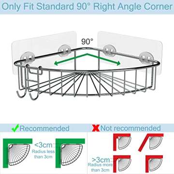 Jovware Shower Shelf for inside Shower, Shower Shelf Corner, Shower Corner Caddy, Adhesive Shower Caddy, Shower Wall Caddy, Stainless Steel Shower Caddy Suction No Drill 2 Pack Silver