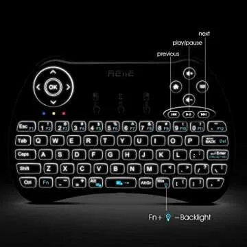 reiie (Backlit Version) H9+ Mini Keyboard,2.4GHz Wireless Mini Handheld Smart TV Remote Keyboard wit...